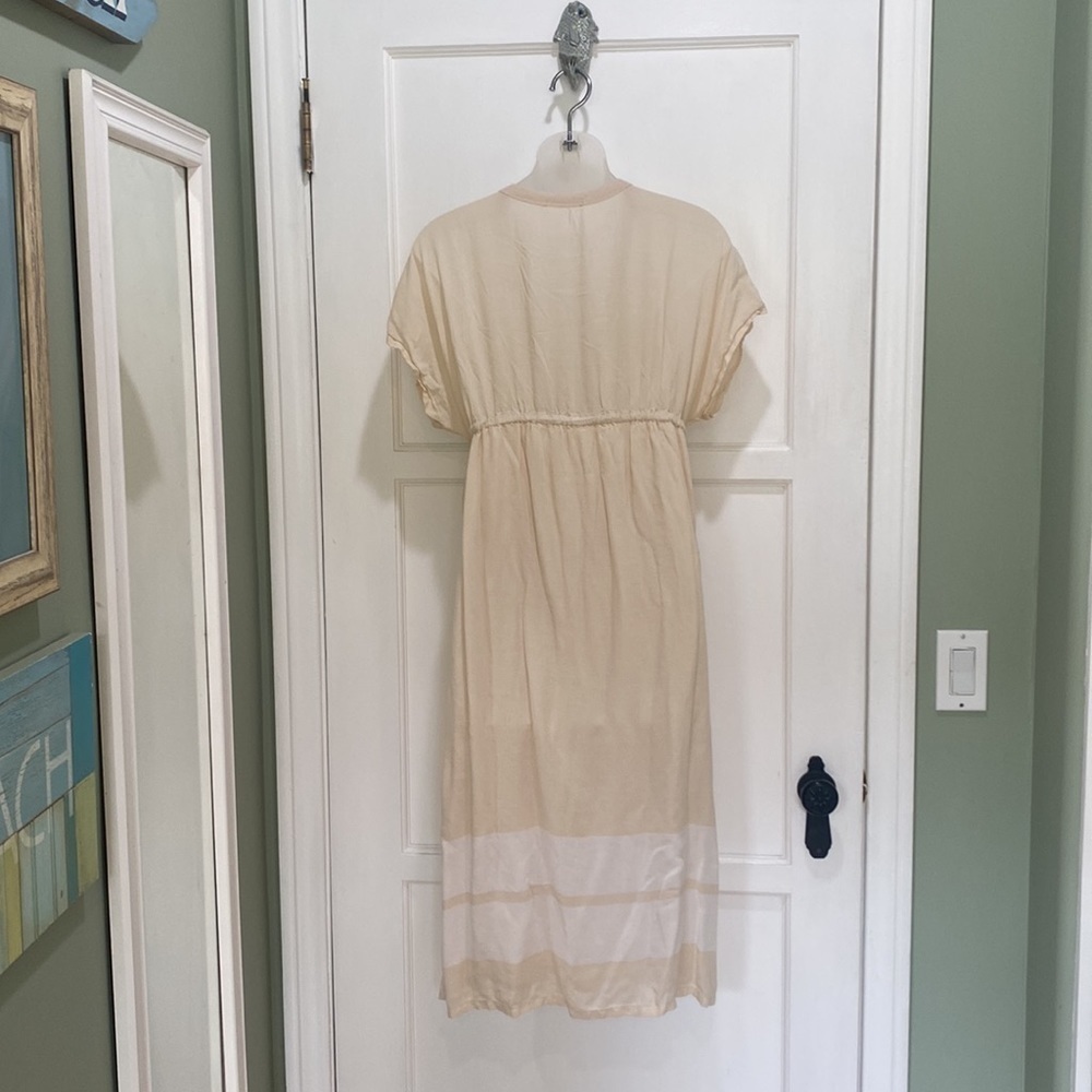 James Perse cream high empire v neck midi dress medium - Picture 4 of 8